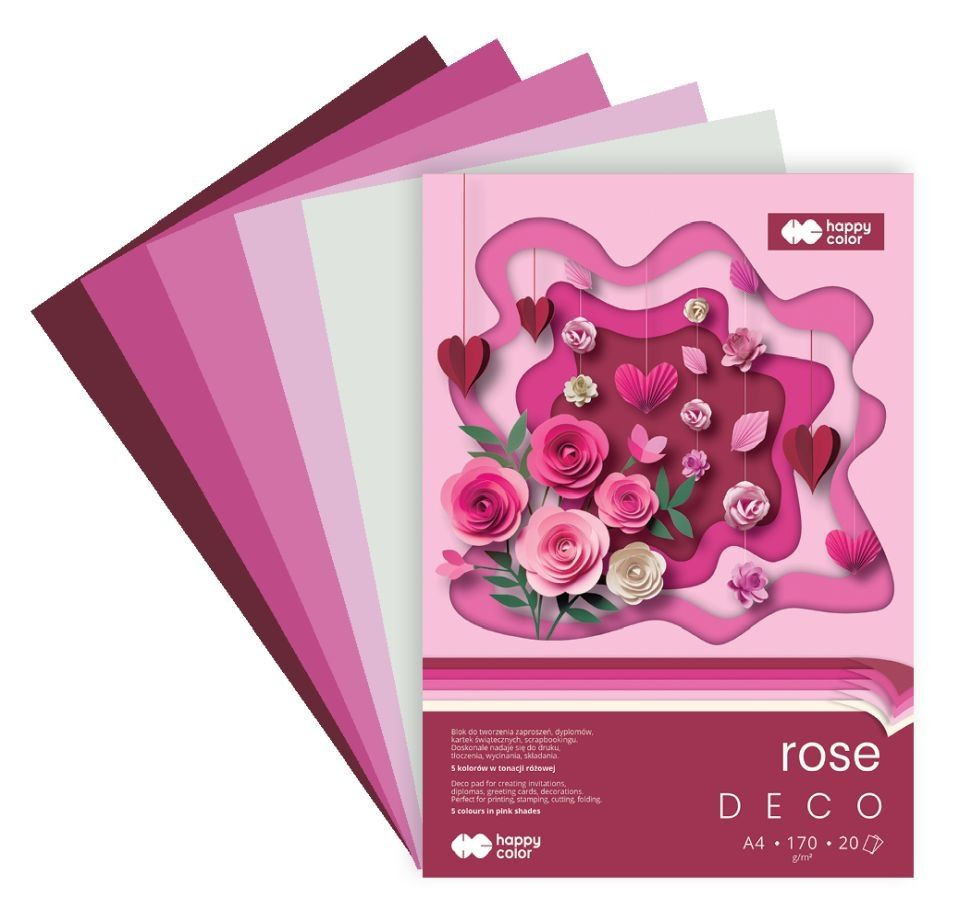 Blok Hobby Deco Rose 170g A4/20 5 kolorów Happy Color HA 7842 2030-RS GDD